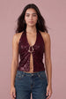 Sequin Trim Halter Top by Pink Vanilla