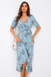 FS Collection Floral Print Jersey Midi Dress In Blue