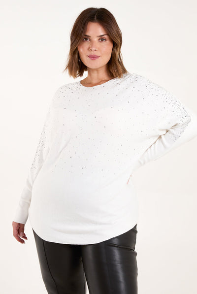White - Curve Jumper With Silver Sparkle by Blue Vanilla