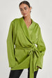 Green Satin Wrap Blazer by Urban Bliss