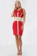 Avinci Contrast Zipper Bandage Bodycon Dress