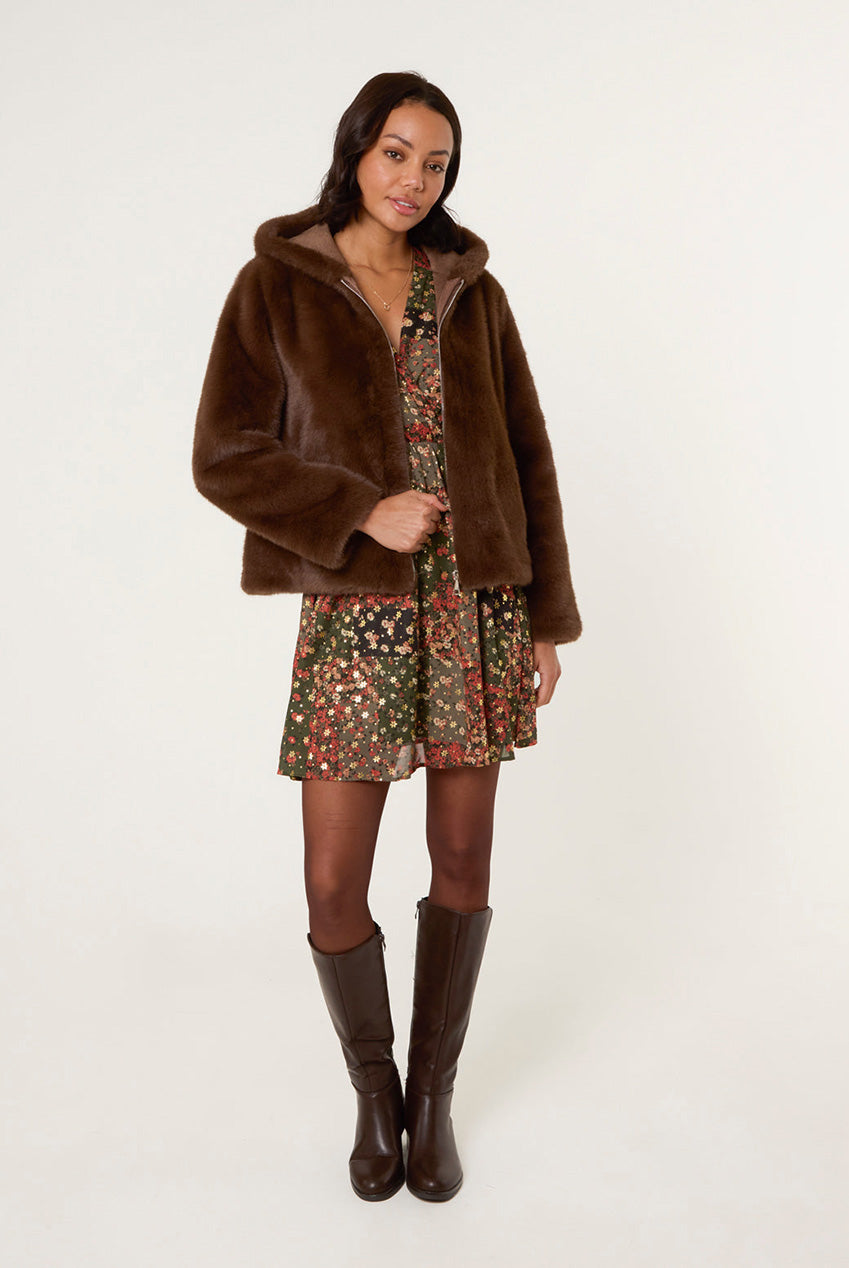 Faux Fur Hooded Jacket BV2513027