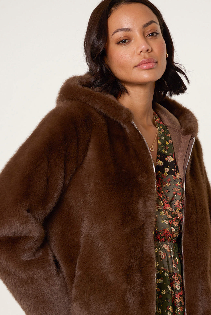 Faux Fur Hooded Jacket BV2513027