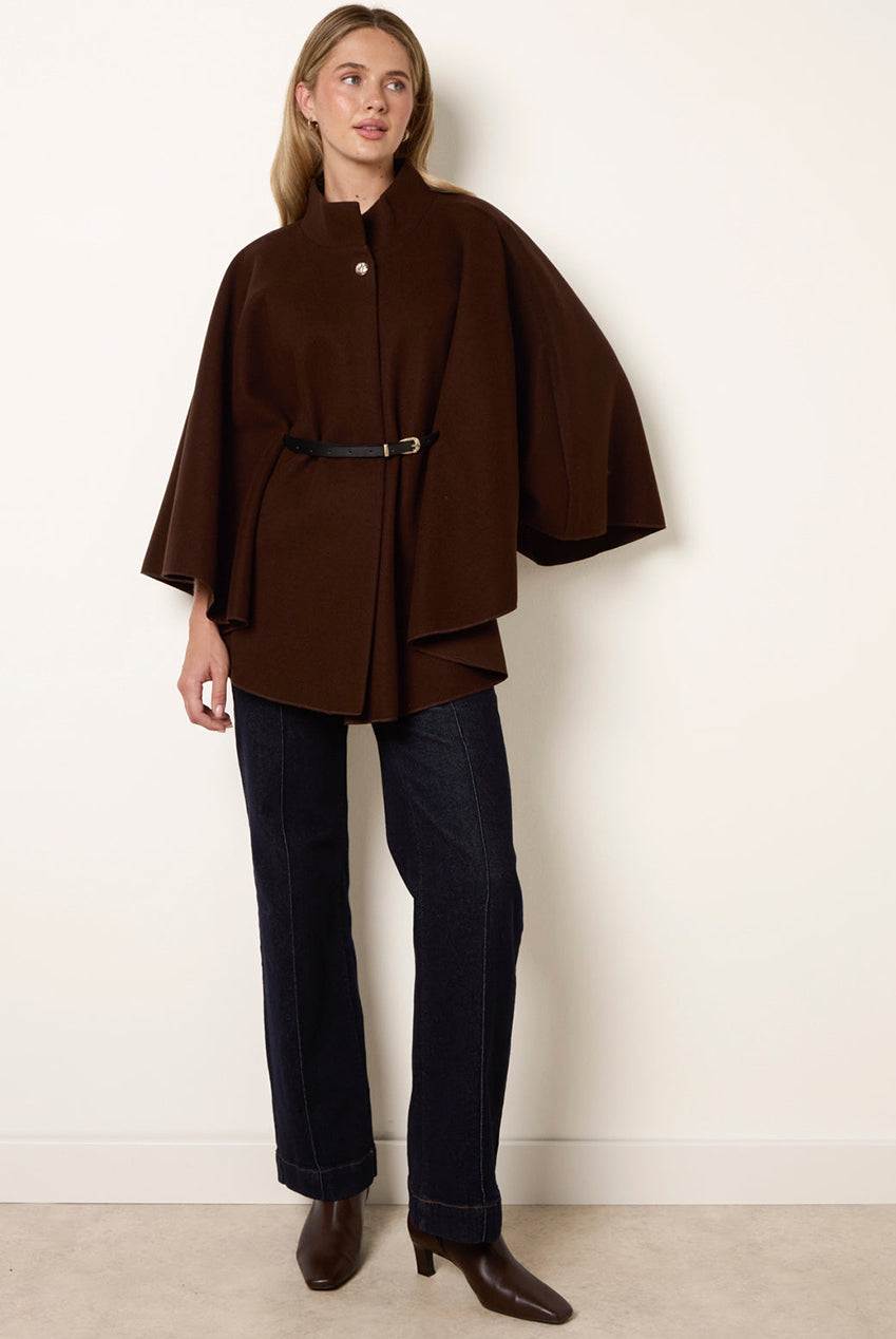 Funnel Neck Tie Front Cape BV261100030