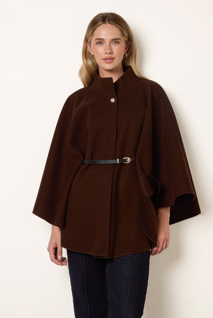 Funnel Neck Tie Front Cape BV261100030