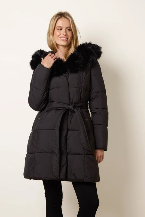 Pelted Faux Fur Short Puffer by Blue Vanilla