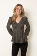 V Neck Button Front Peplum Top by Blue Vanilla