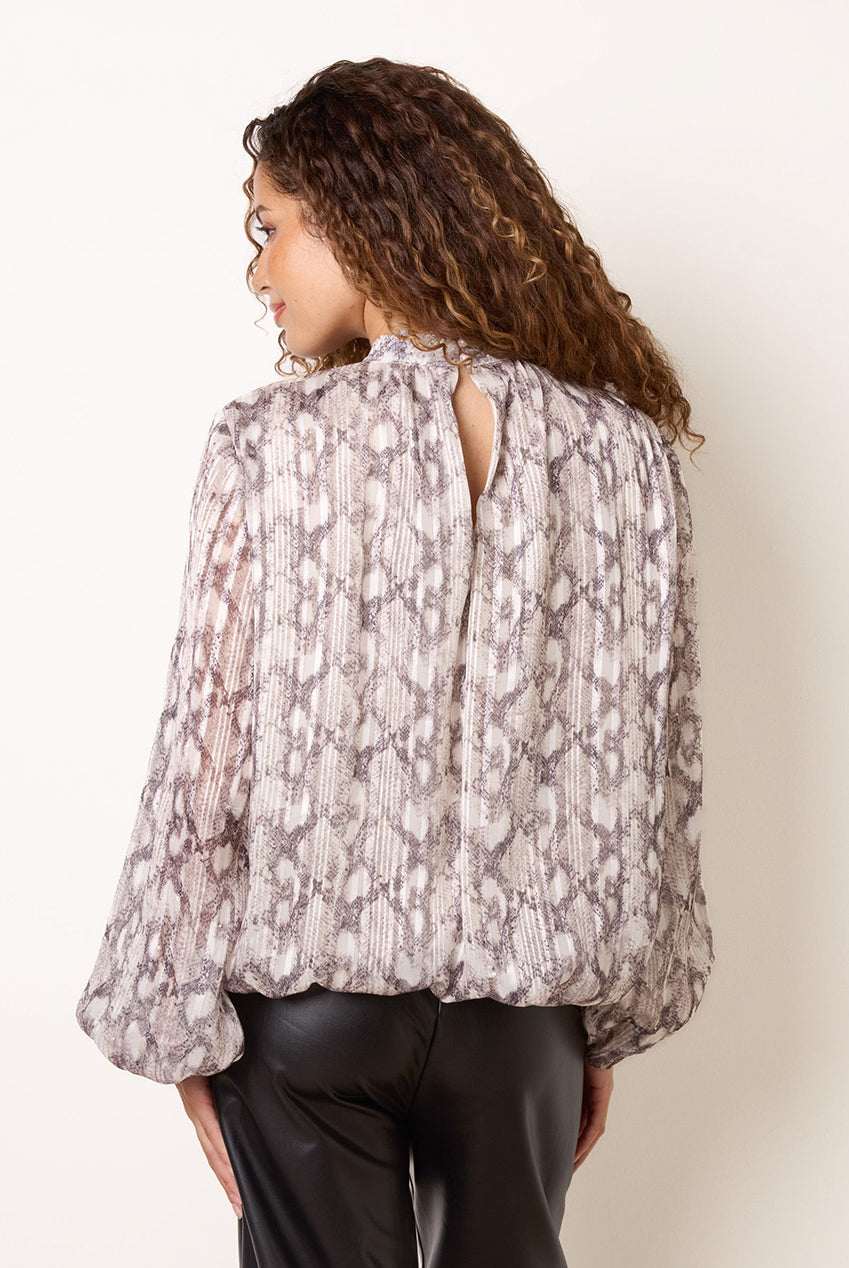 Rhinestone Snake Puff Ball Blouse BV261410039