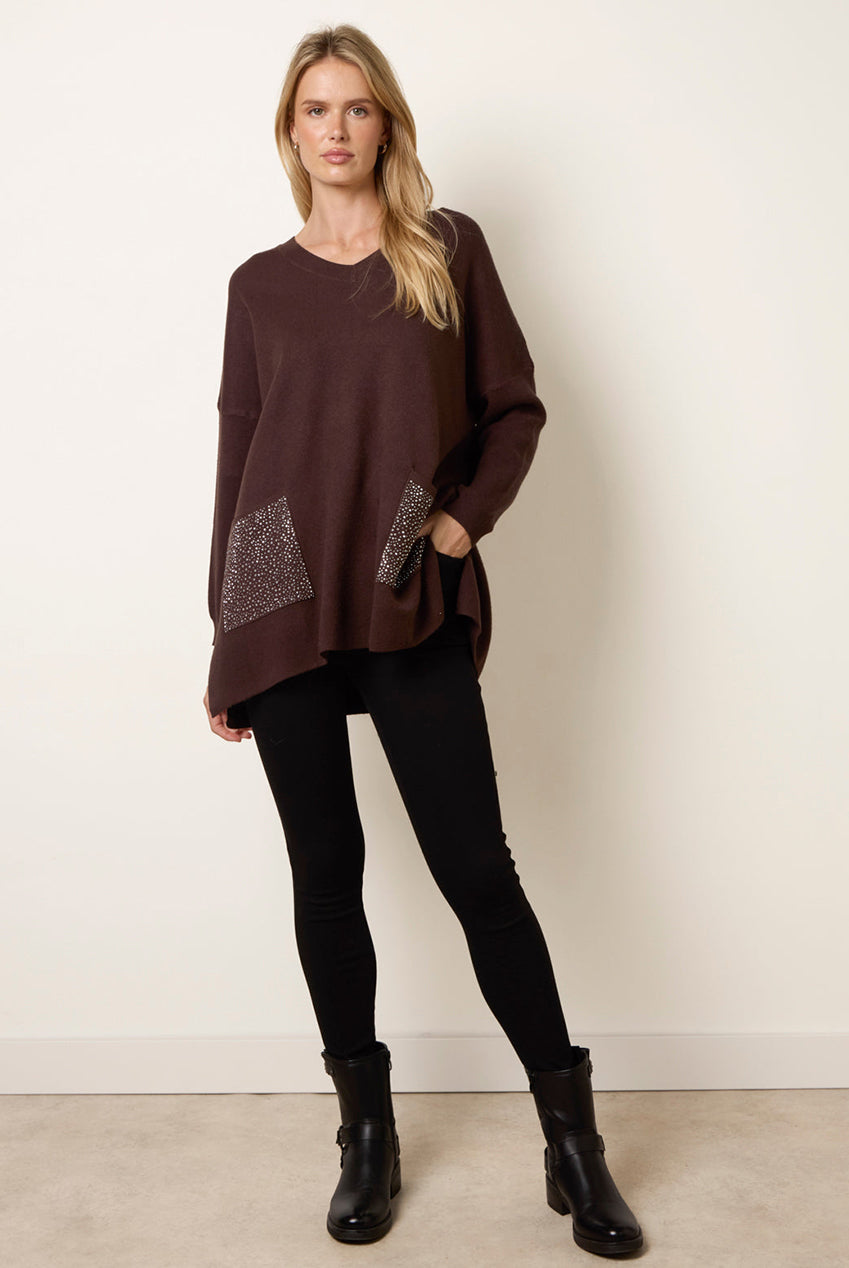Diamante Pocket Knit Jumper BV261532444