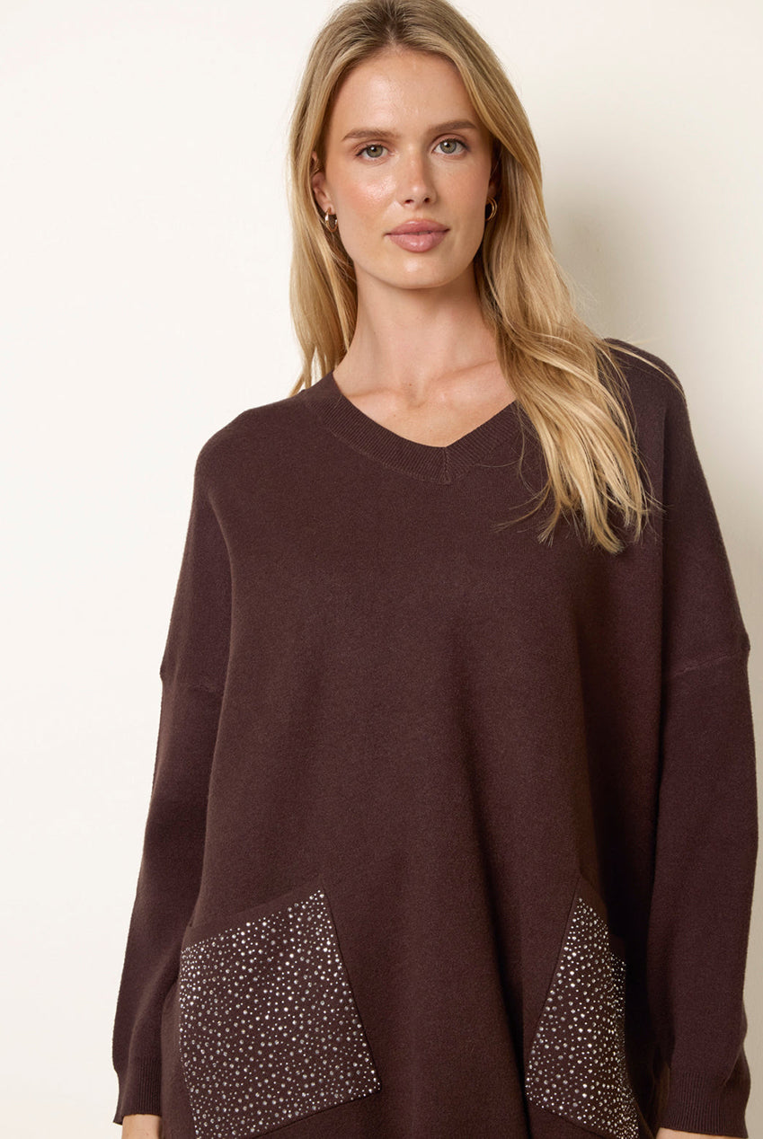 Diamante Pocket Knit Jumper BV261532444