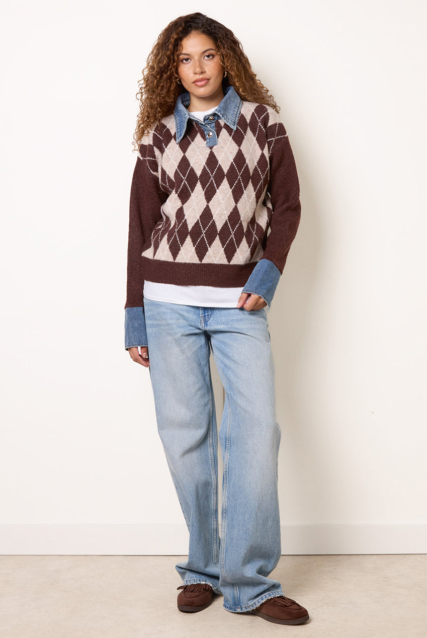 Argyle Knit Polo Jumper BV261541030