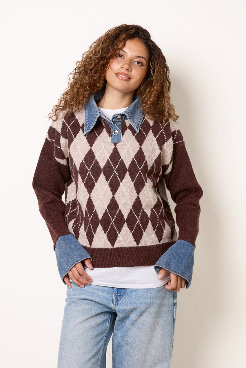 Argyle Knit Polo Jumper BV261541030