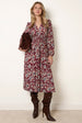 V Neck Elasticated Midi Dress by Blue Vanilla