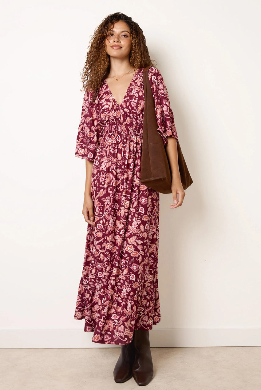 Elasticated V Neck Magic Midi Dress BV261813901