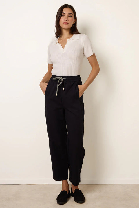 Elastic Waist Drawstring Trousers by Blue Vanilla