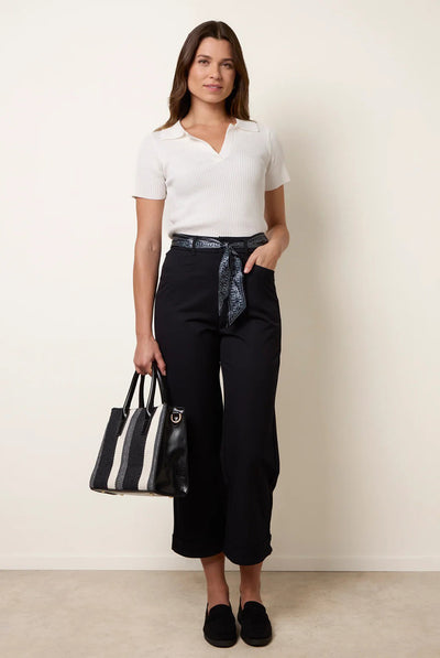 Navy - Scarf Belt Trousers by Blue Vanilla