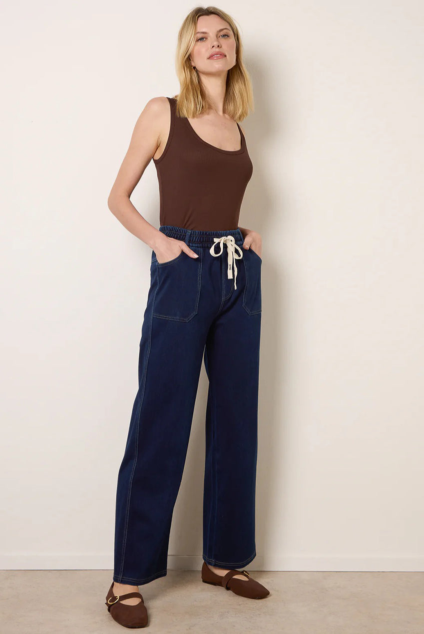 Contrast Drawstring Waist Wide Leg Trousers BV269226322