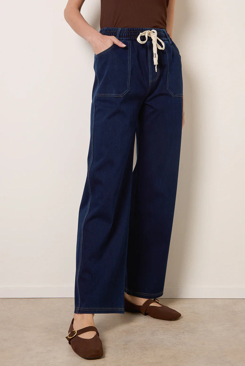 Contrast Drawstring Waist Wide Leg Trousers BV269226322