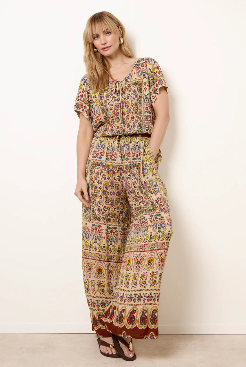 Printed Shirred Waist Trousers BV269231063