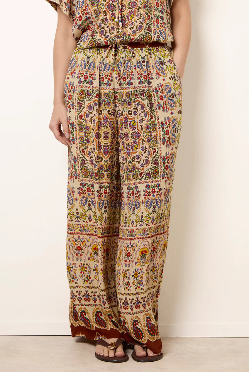 Printed Shirred Waist Trousers BV269231063