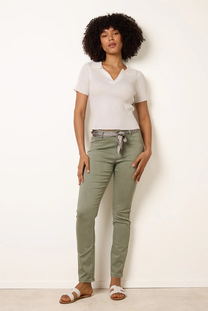 Slim Leg Stretch Denim Scarf Trousers BV269233064