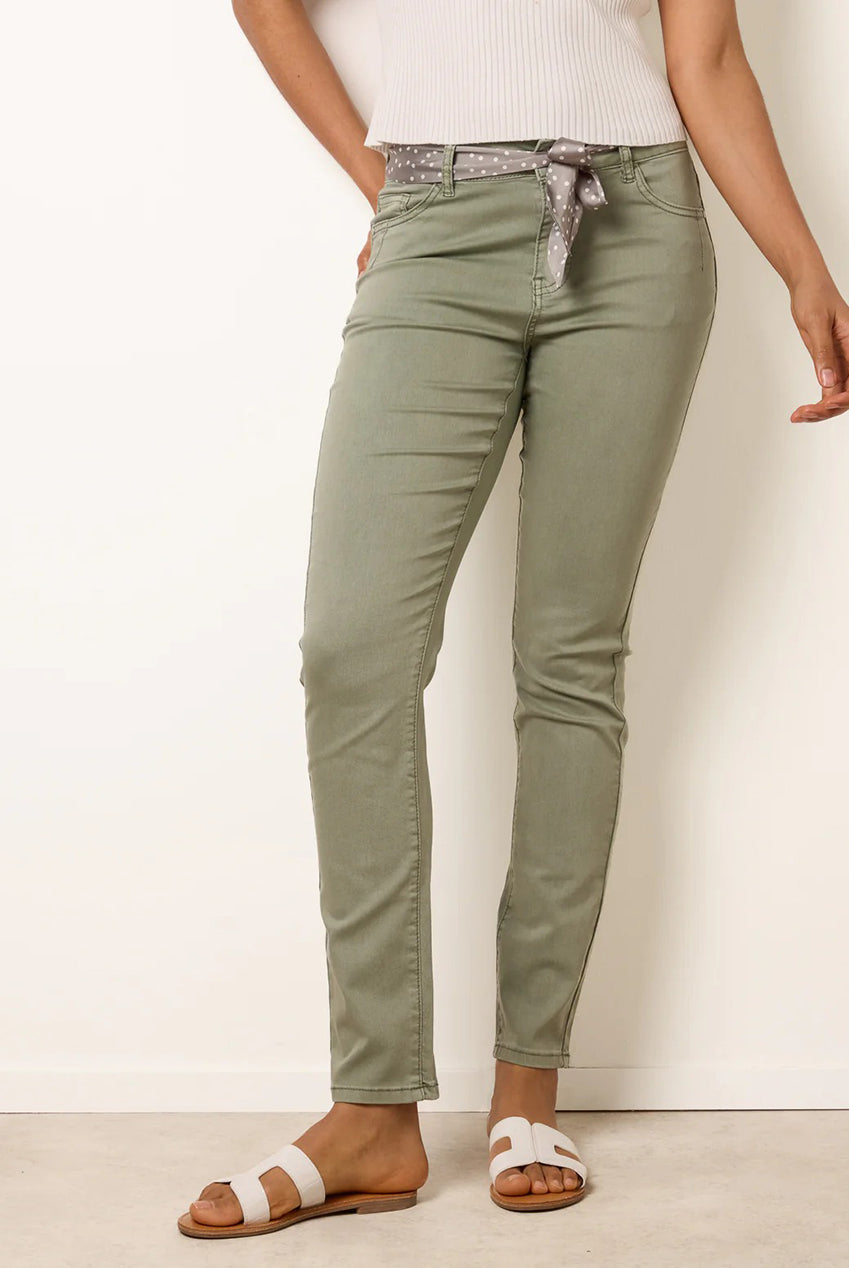 Slim Leg Stretch Denim Scarf Trousers BV269233064