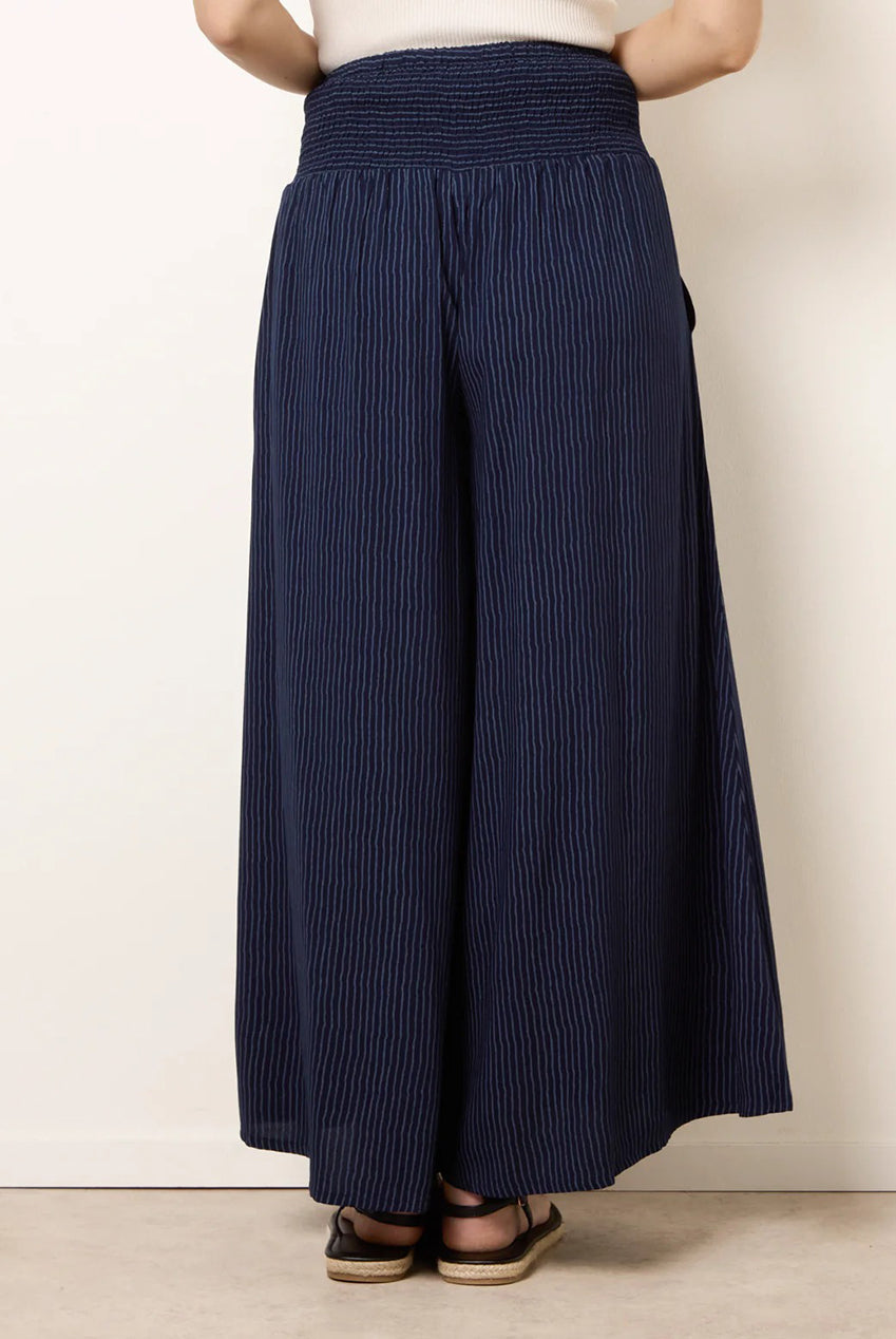 Wide Leg Shirred Waist Wavy Trousers BV269237008