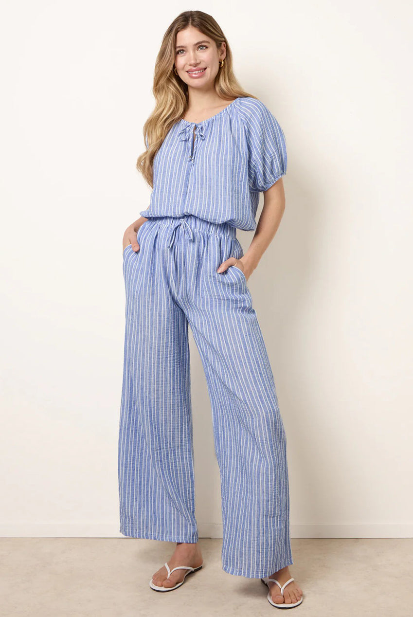 Tie Waist Stripe Wide Leg Trousers BV269242018