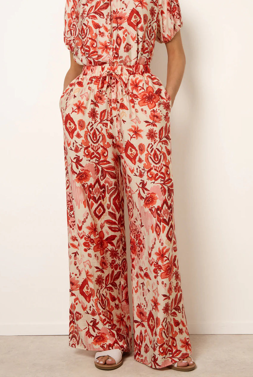 Watercolour Floral Printed Wide Leg Trousers BV269243077