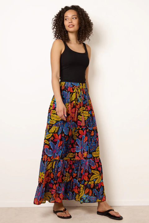 Tiered Bright Maxi Skirt by Blue Vanilla