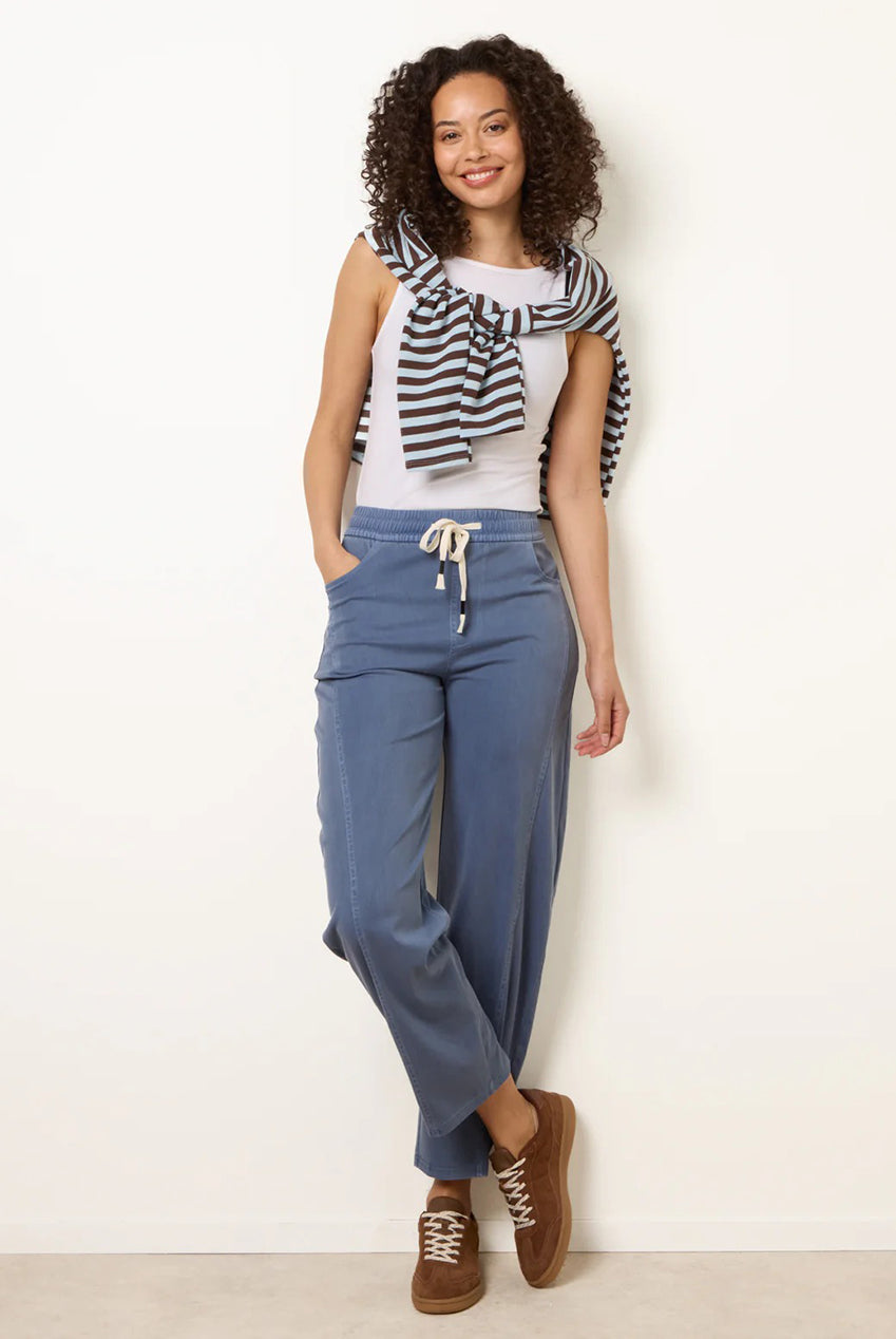 Elasticated Waistband Front Tie Stretch Trousers BV269287262