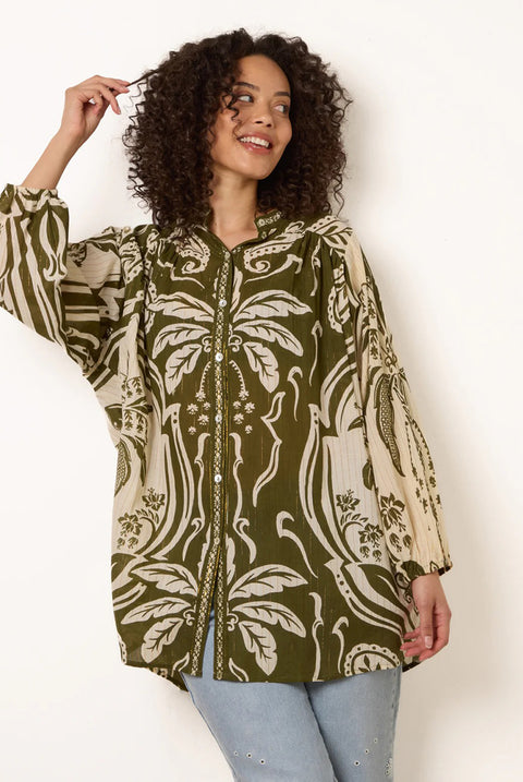 Tropical Metallic Oversized Shirt by Blue Vanilla