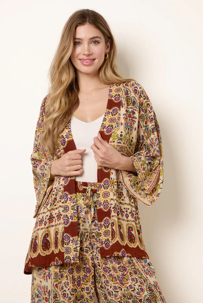 Paisley Print Kimono With Embellishment BV269417063