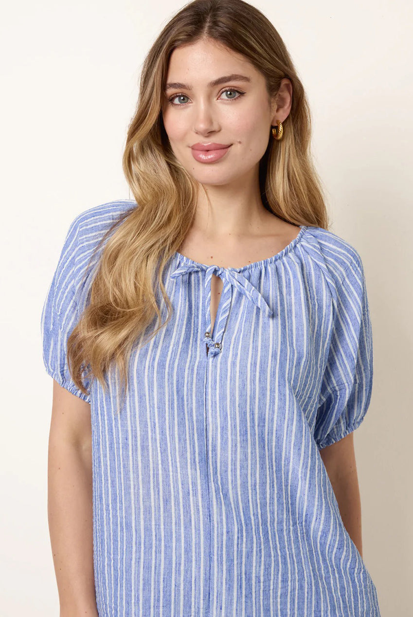 Tie Front Stripe Blouse BV269429018