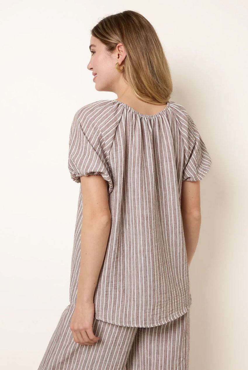 Tie Front Stripe Blouse BV269429030