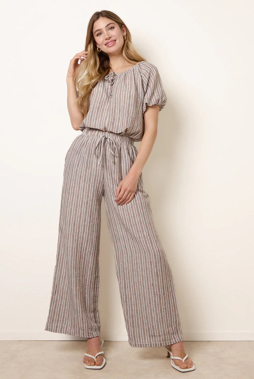 Tie Front Stripe Blouse BV269429030