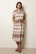 Drawstring Printed Midi Shirt Dress by Blue Vanilla