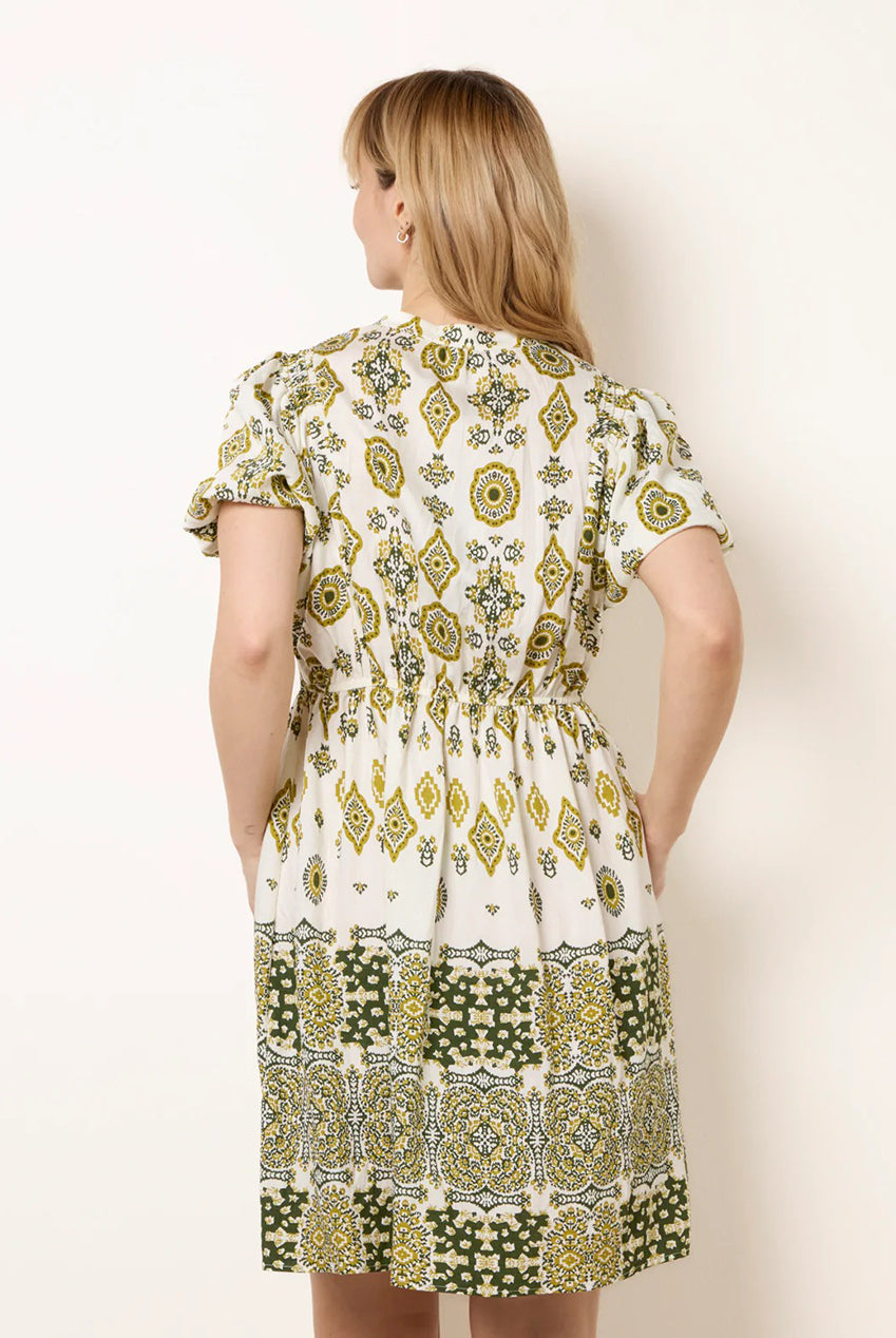 Abstract Print Button Front Mini Dress BV269836023