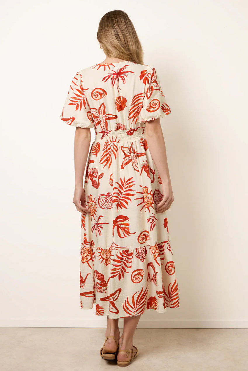 Tropical Button Through Midi Dress BV269843077