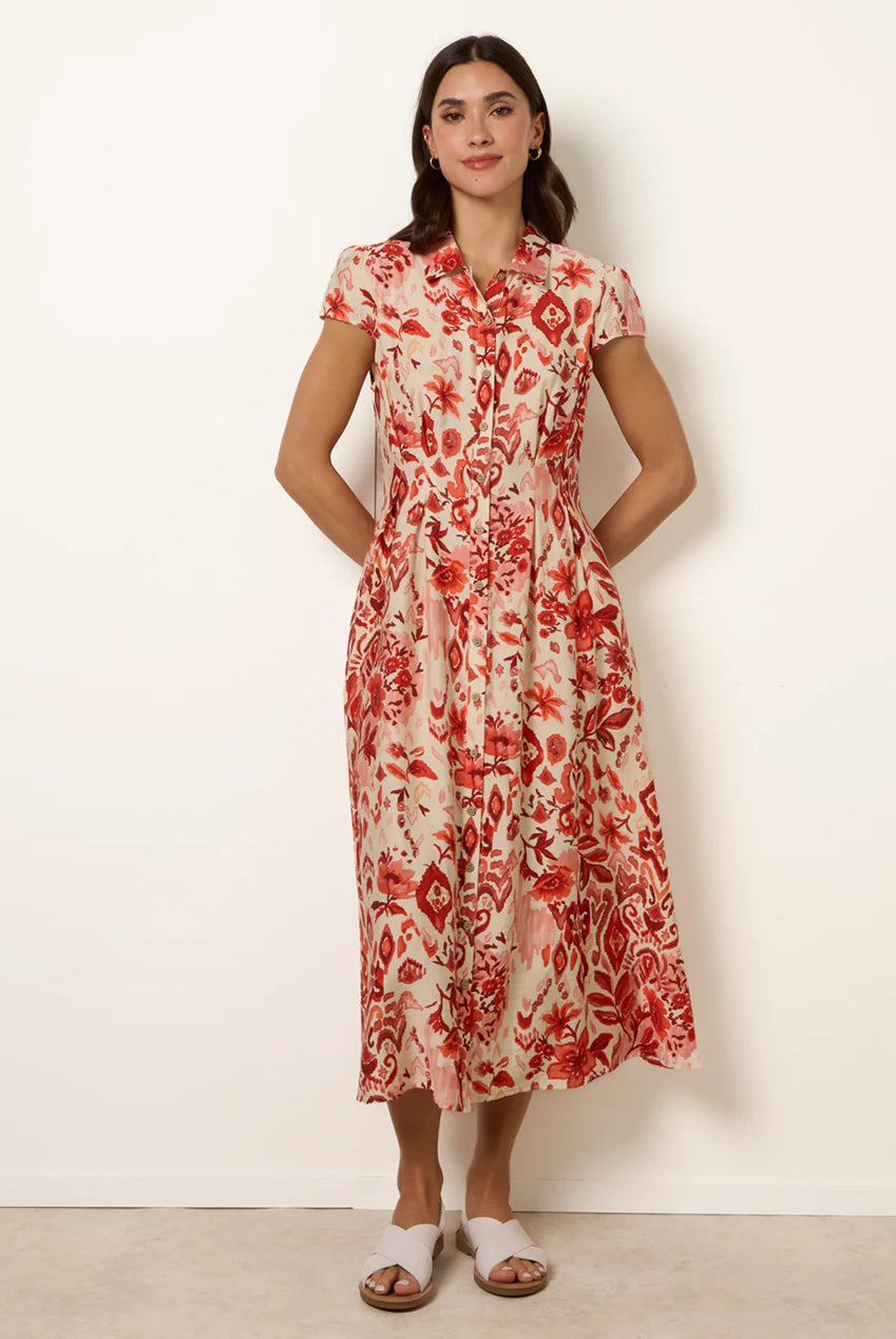 Watercolour Floral Printed Button Front Shirt Dress BV269859077