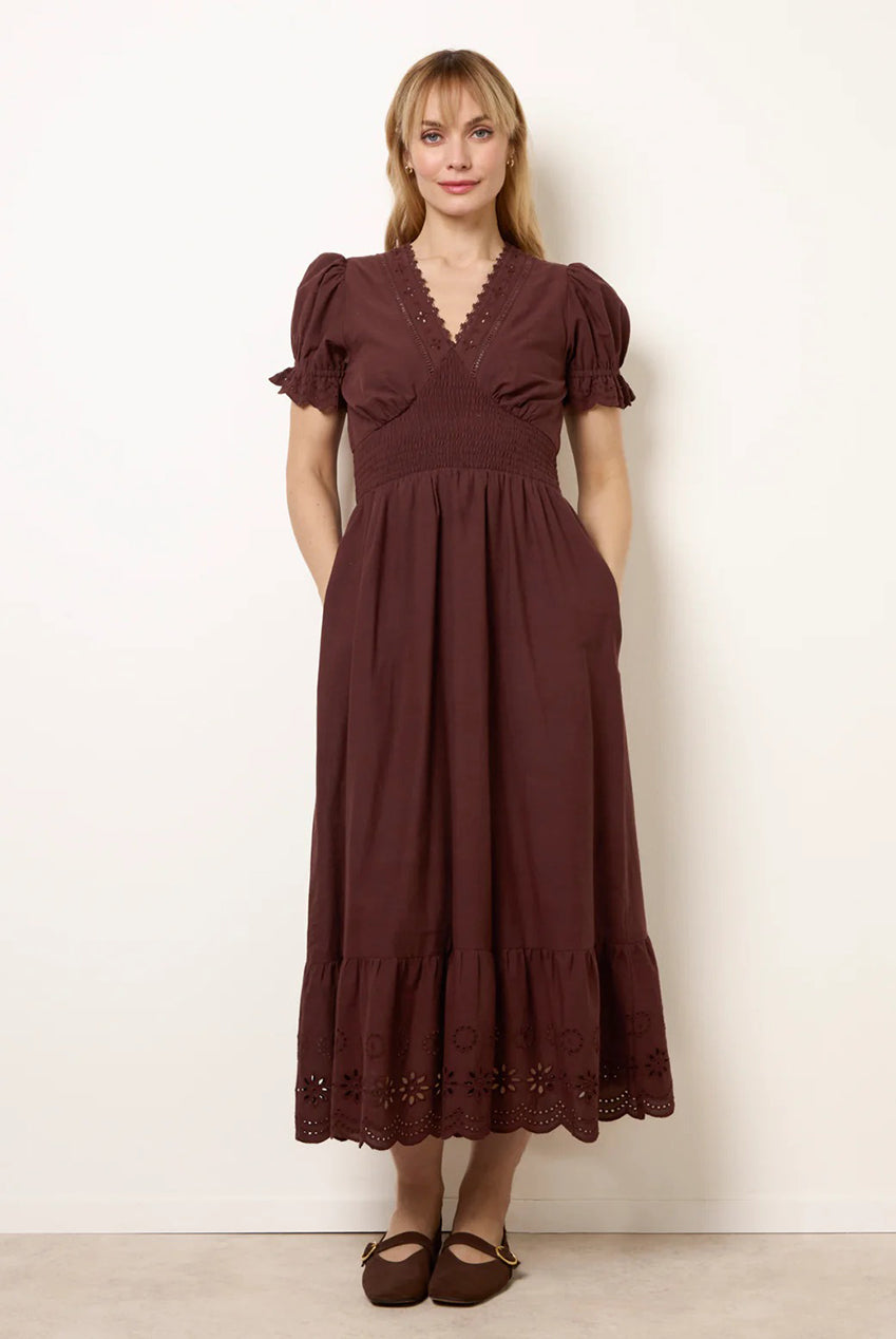 Embroidery Detail V-Neck Maxi Dress BV269874030