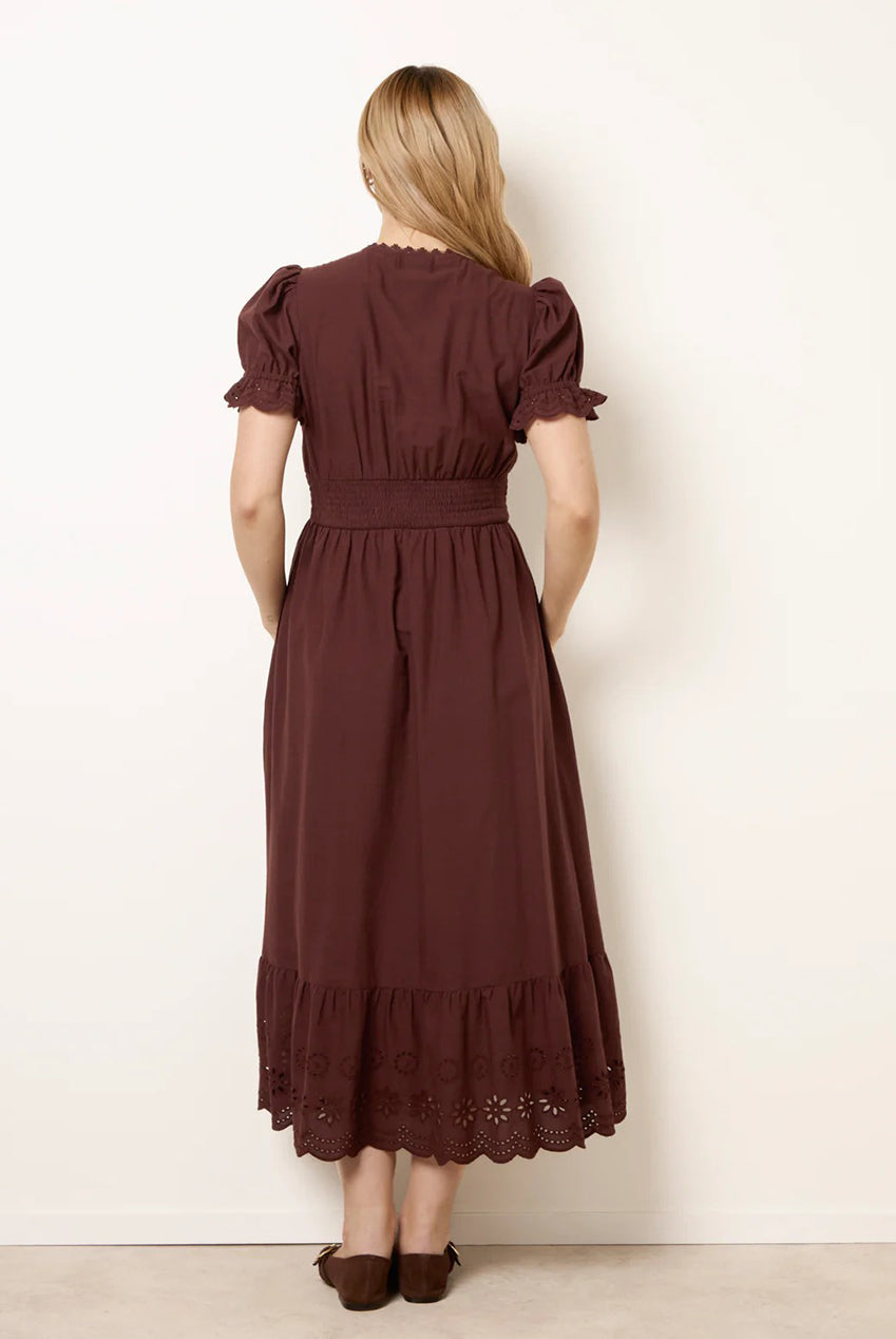 Embroidery Detail V-Neck Maxi Dress BV269874030