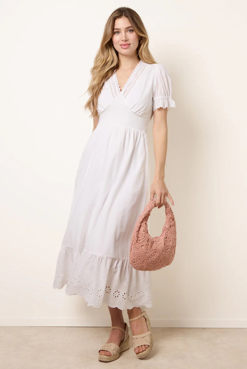 Embroidery Detail V-Neck Dress BV269874014