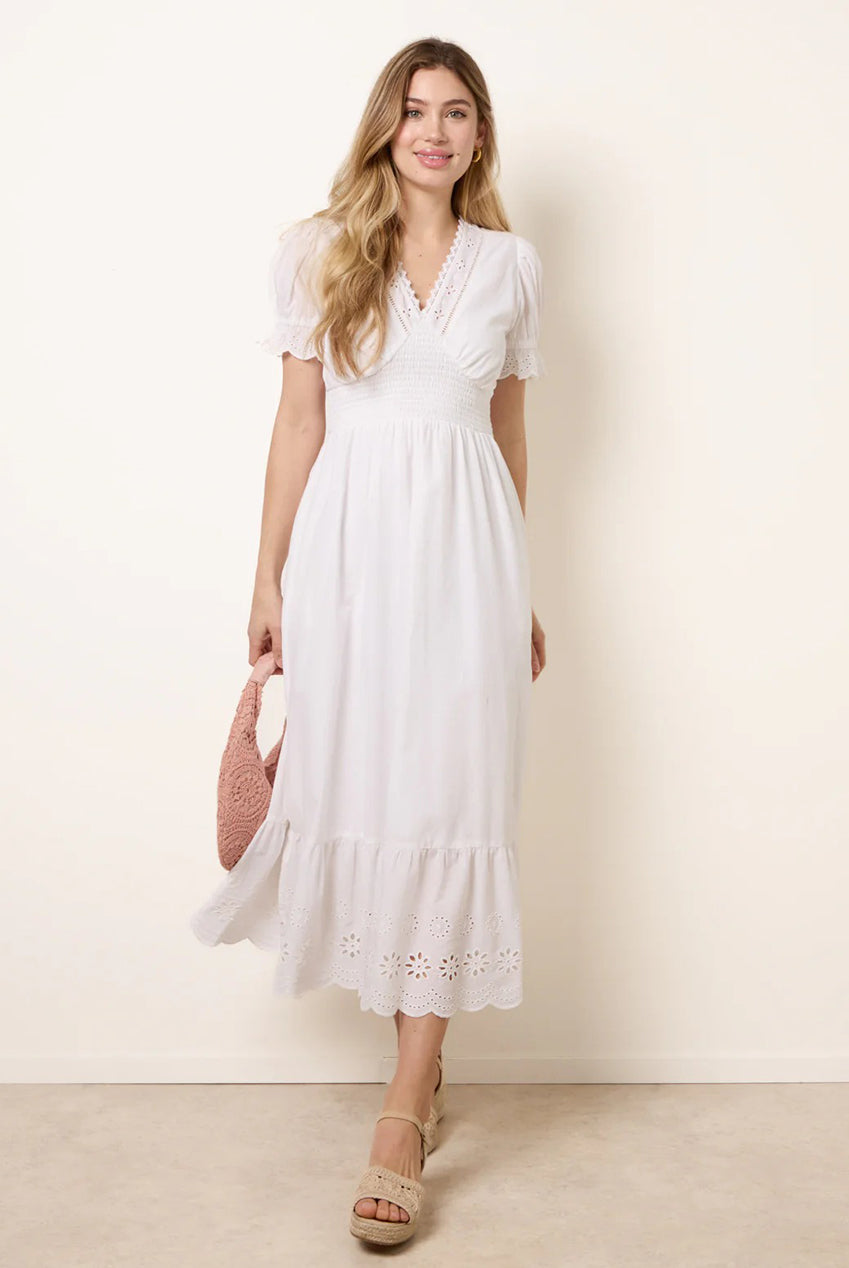 Embroidery Detail V-Neck Dress BV269874014