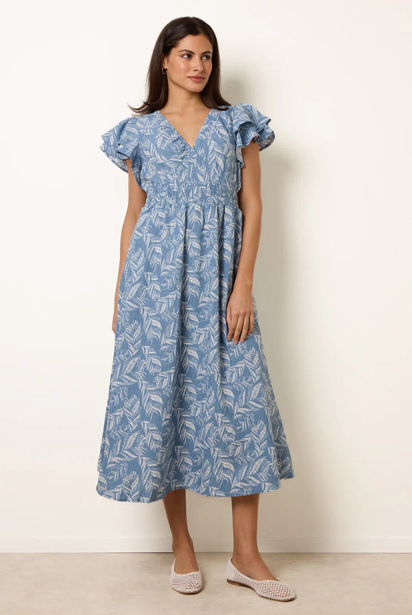 V Neck Flutter Midi Dress BV269903069