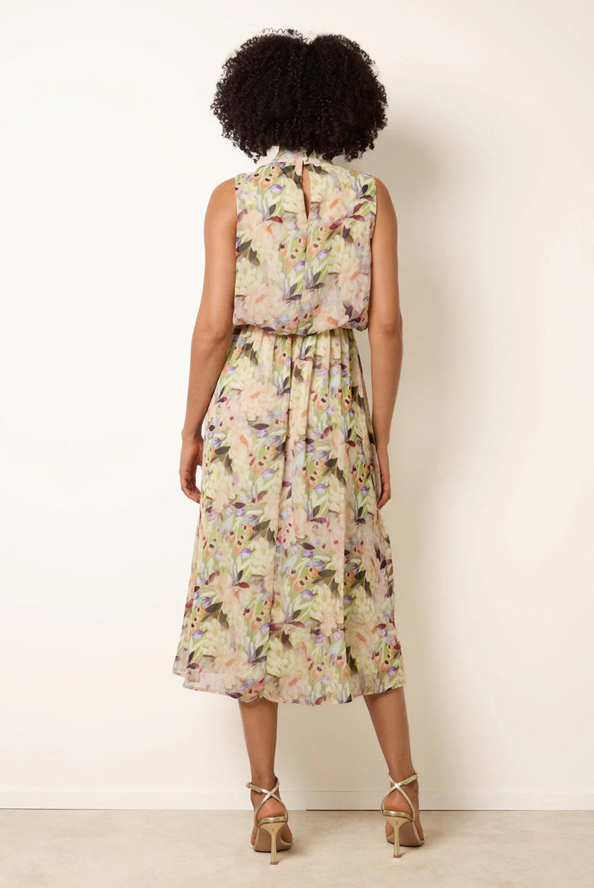 Watercolour Printed Sleeveless Midi Dress BV269906023