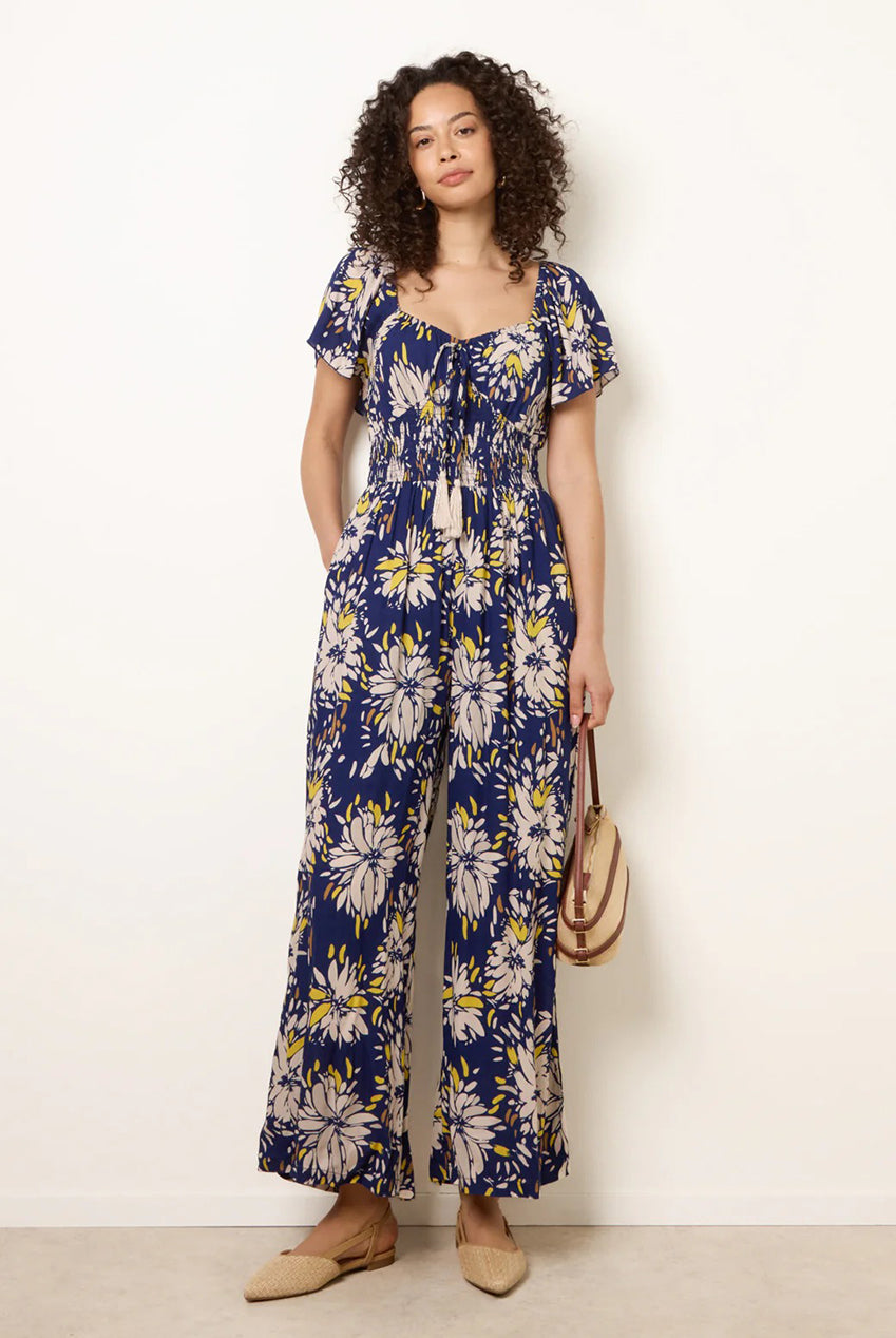 Shirred Waist Wide Leg Jumpsuit BV269935178