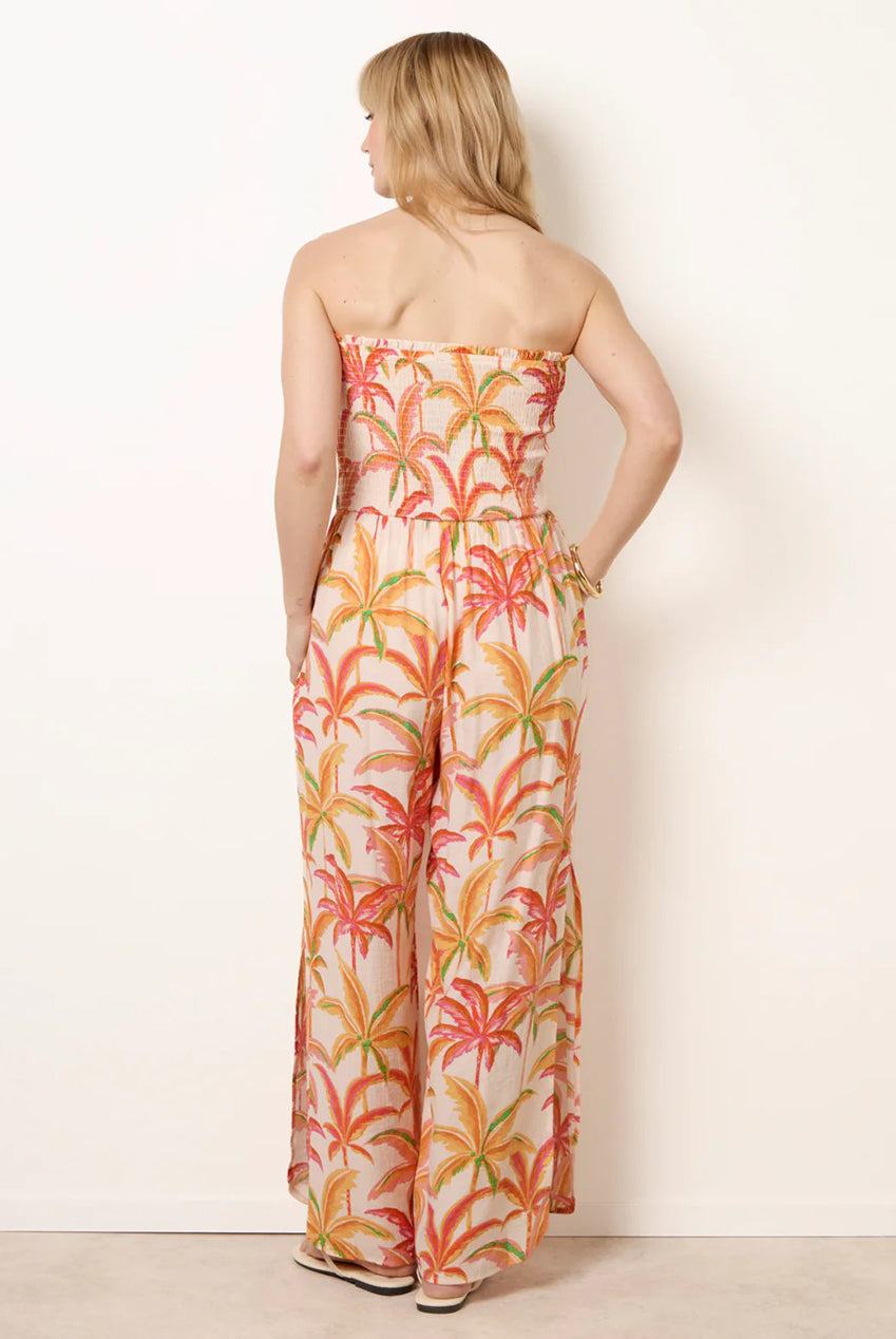 Side Split Flare Leg Tropical Jumpsuit BV269972063