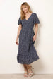 Angel Sleeve Shirred Waist Tier Hem Midi Dress by Blue Vanilla