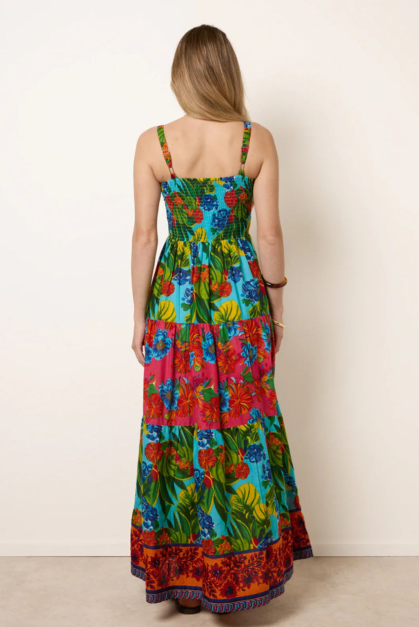 Tropical Beaded Detailed Tiered Maxi Dress BV269802063